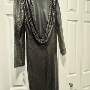 Tadashi Shoji Black Sequin Backless Dress